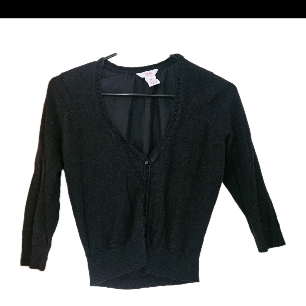 Candie's Junior's Size Elegant Black Cardigan Sweater